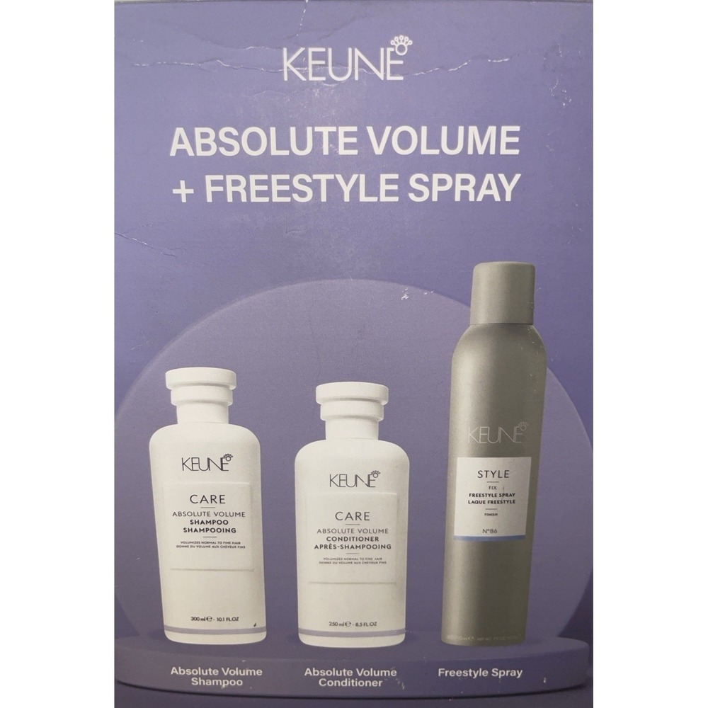 Keune Absolute Volume Shampoo Conditioner Freestyle Spray Gift Set Unisex NEW